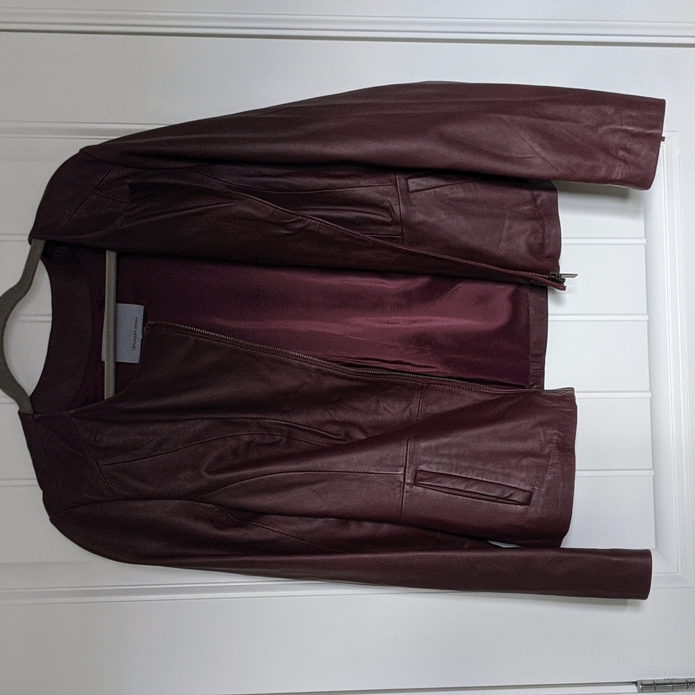 Classiques Entier large leather jacket in deep plum